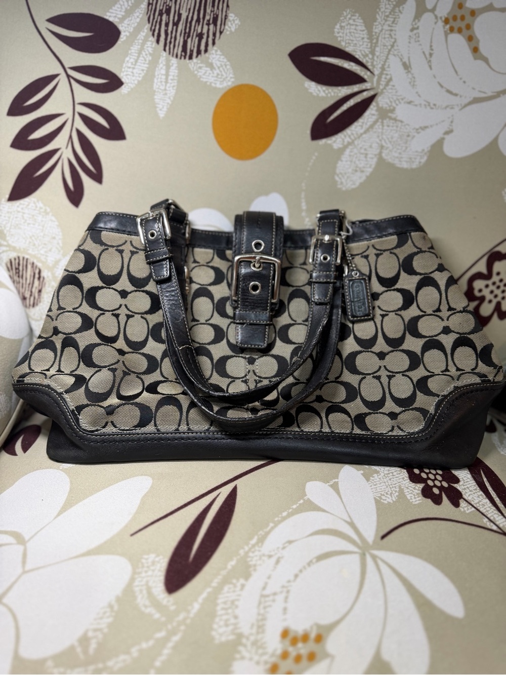 Coach Brown/Black Signature Hampton Canvas Tote